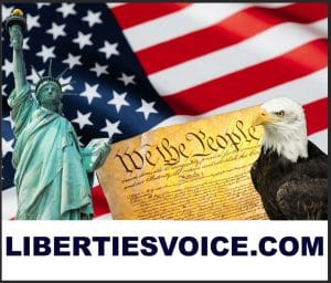 The Statue of Liberty, the United States Flag , the Constitution and an Eagle