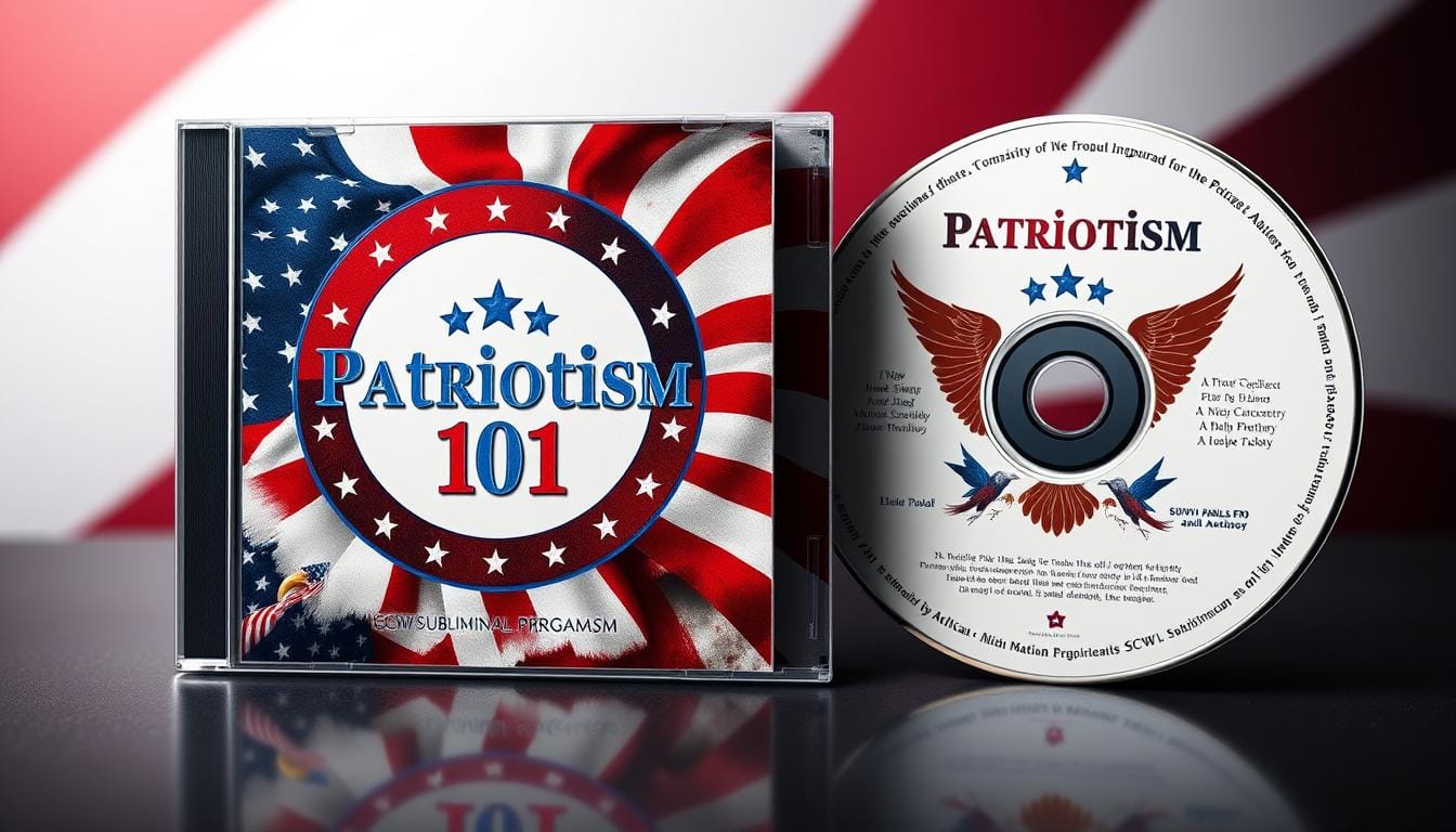 A CD labeled "Patriotism 101" from the SCWL subliminal program, featuring themes of national pride and unity.
