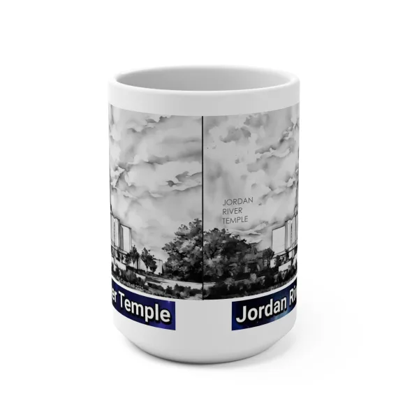 Mug with a sketch of the Jordan River Temple side view